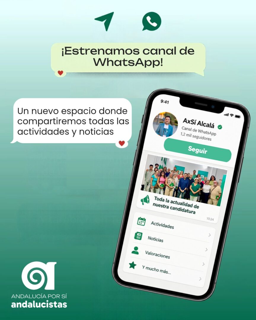Andalucía Por Sí abre un canal de WhatsApp para informar de las novedades de su candidatura a la Alcaldía de Alcalá de Guadaíra